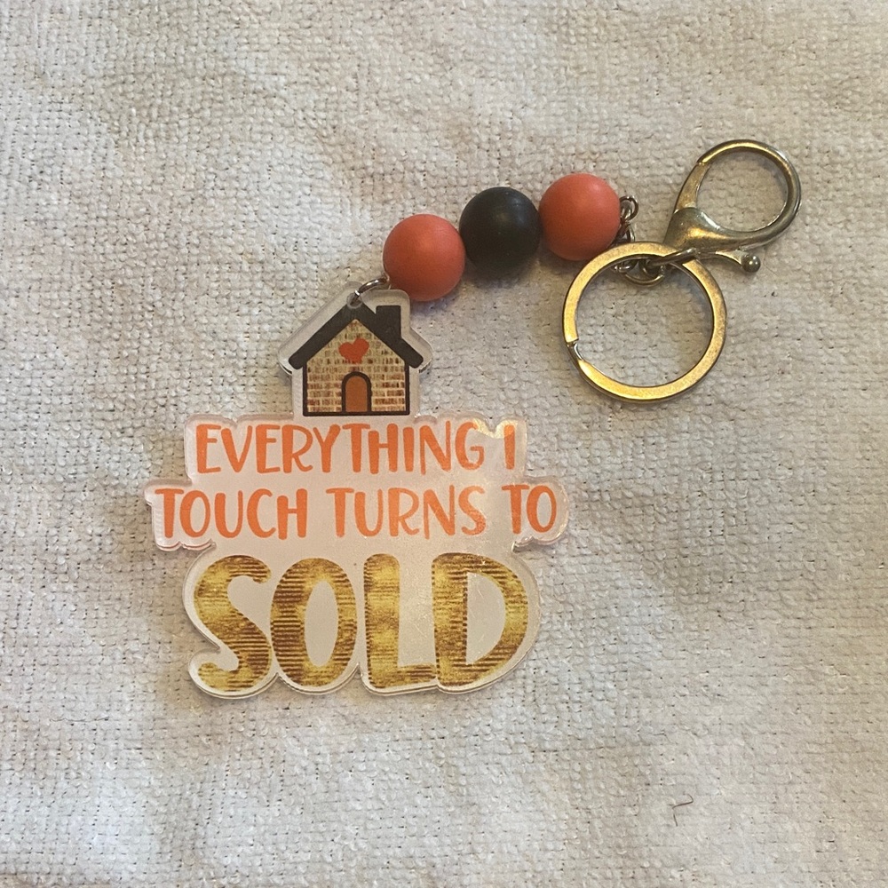 Orange and Gold Keychain with Inspirational Quote